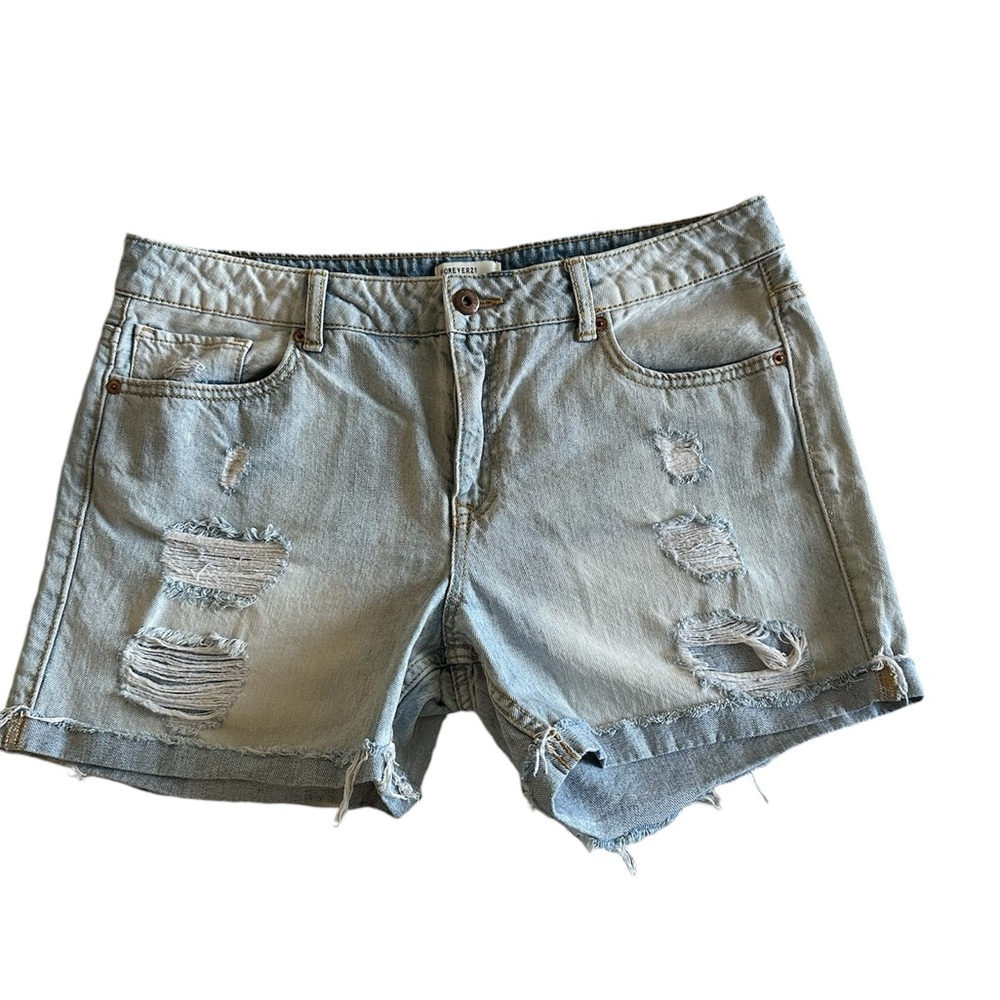 Forever 21 Light Wash Distressed Jean Shorts Women’s Size 31 | Y2K Festival